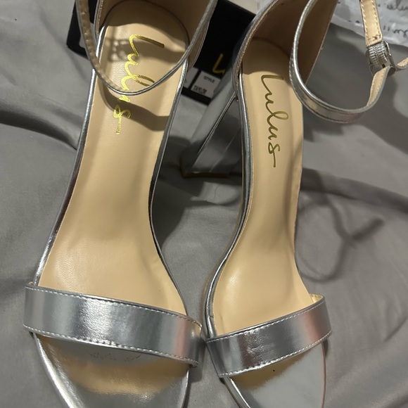 Silver Ankle Strap Lulus High Heels - Picture 2 of 3